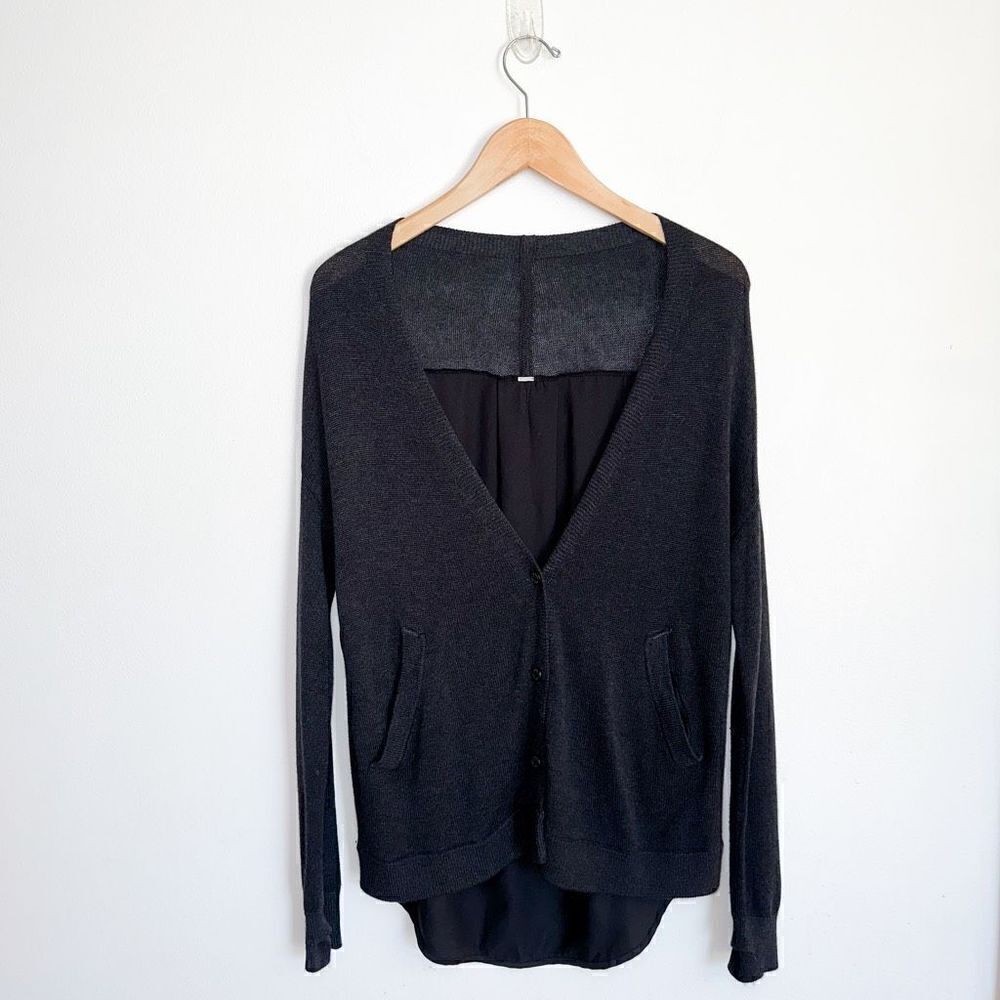 Lululemon Women’s Heathered Black Cardi in The Front Cardigan Sweater - Picture 2 of 9